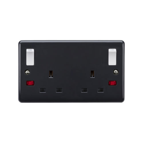 13A 2G DP Switched Socket with Twin Earths and Outboard Rockers and Neons [Part M compliant] image 0