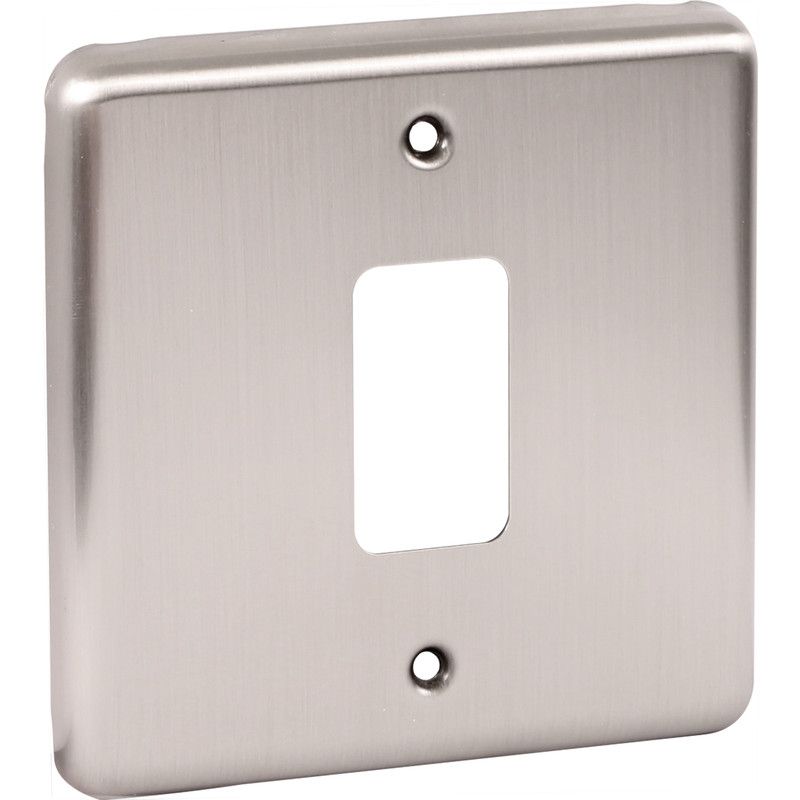 Brushed Chrome 1 Gang Grid Plate - WGP1GBC image 0