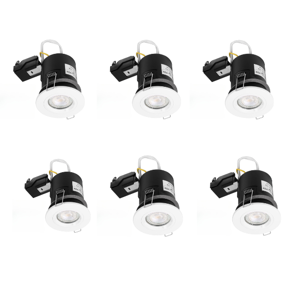 PACK OF 6 - White Fixed Fire Rated Downlight GU10 IP20 with Quick Connectors VUEP542-6 image 0