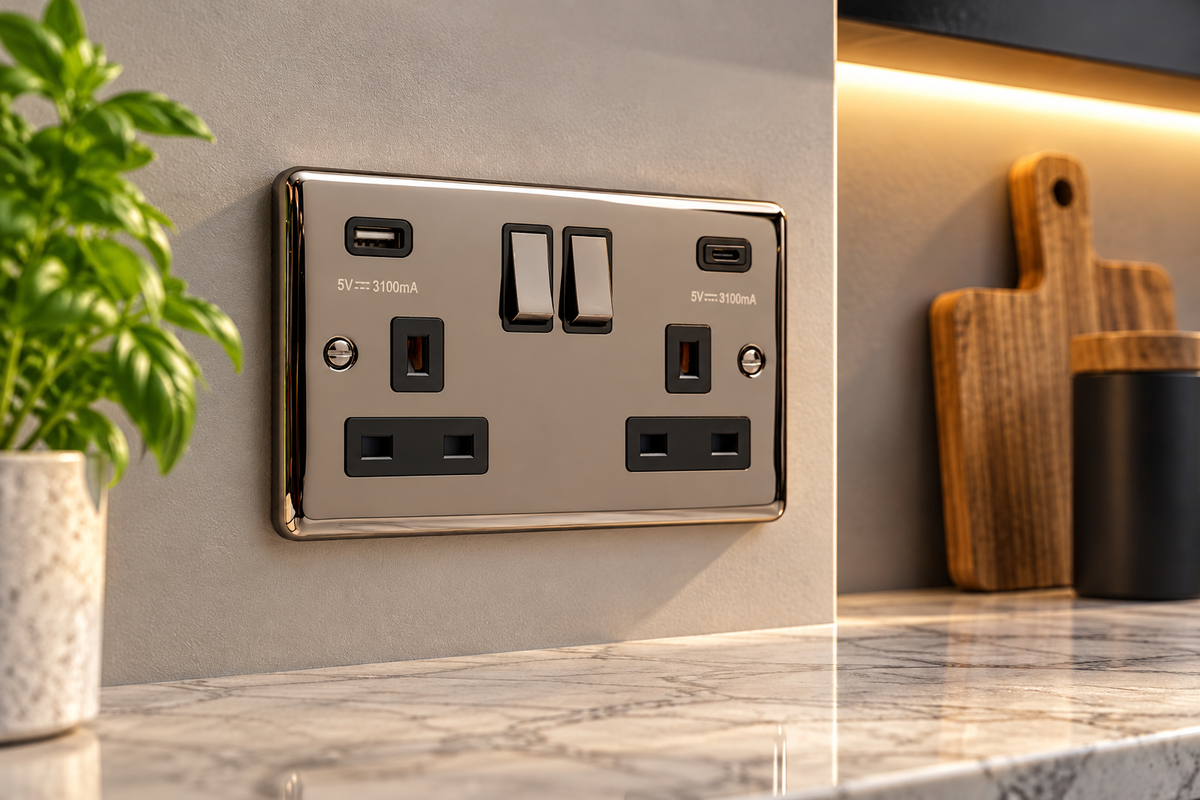 Definition USB A & C Type Switched Socket 2 Gang 3.1A - D67BN