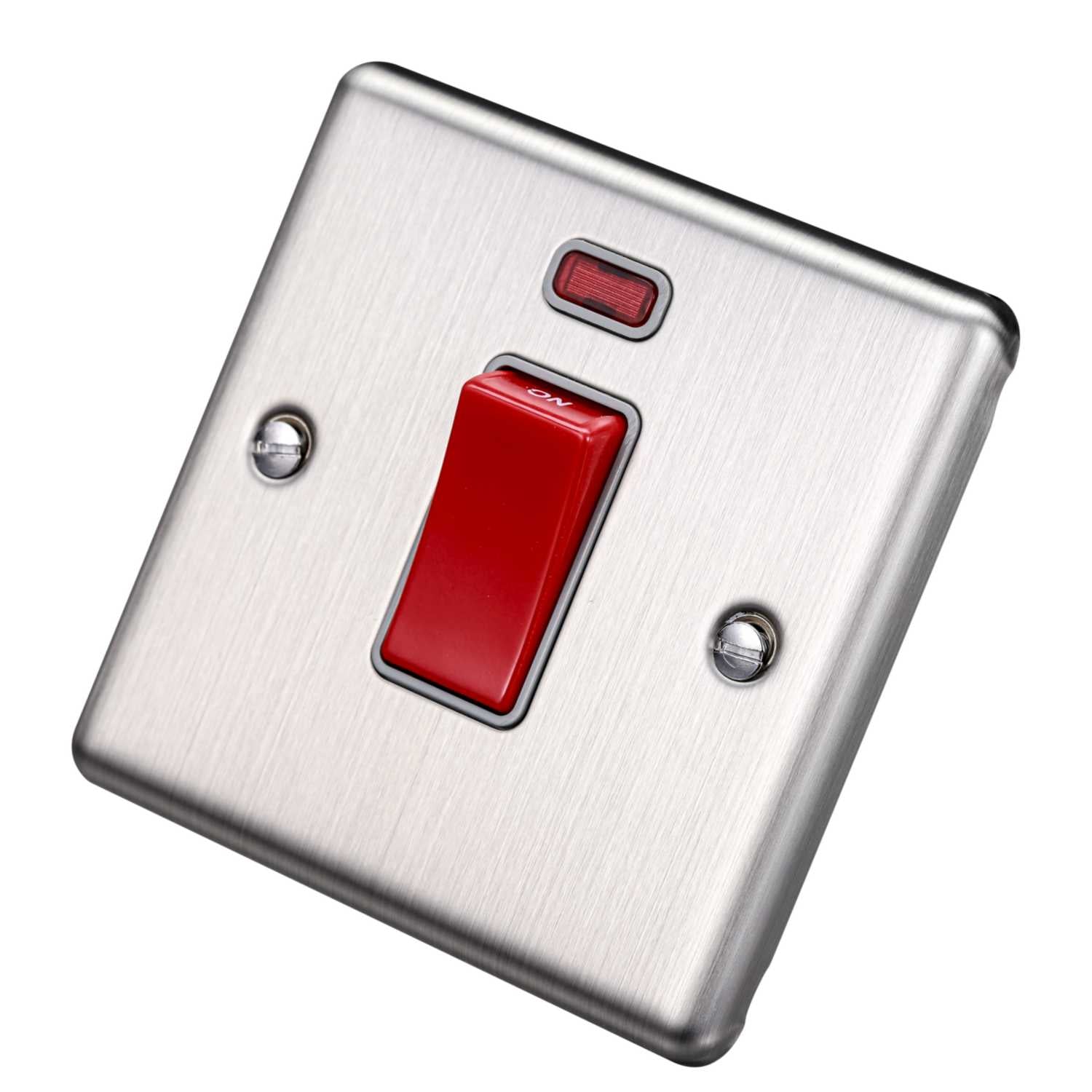 Brushed Steel 45A Single Cooker Switch - W52BSG image 0
