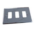 Polished Chrome 3 Gang Grid Switch Plate - WGP3GPC image 0
