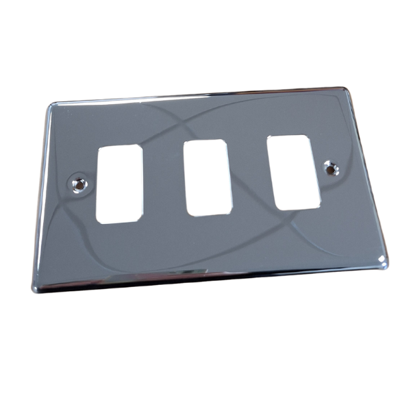 Polished Chrome 3 Gang Grid Switch Plate - WGP3GPC image 0