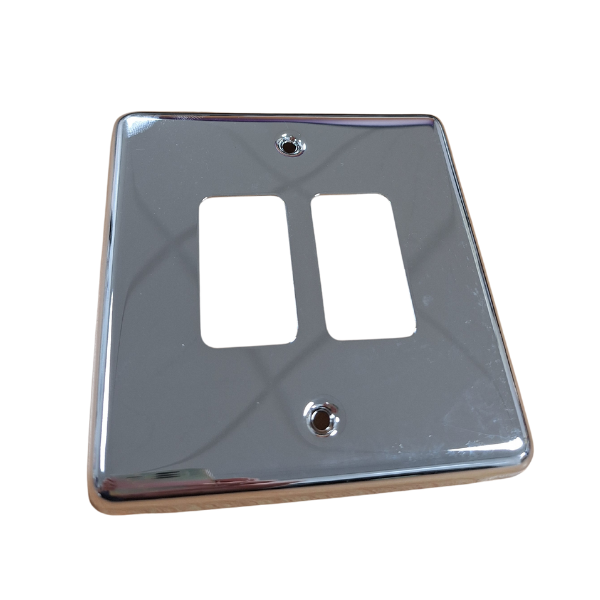 Polished Chrome 2 Gang Grid Plate – WGP2GPC image 0