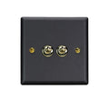 Varilight Vogue Matt Black 2-Gang 10A 1- or 2-Way Toggle Switch - XYT2V.MB image 0
