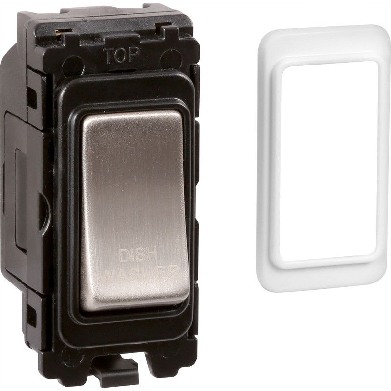 Brushed Chrome 20A DP Engraved Grid Switch - Dish Washer - GSDWBC image 0