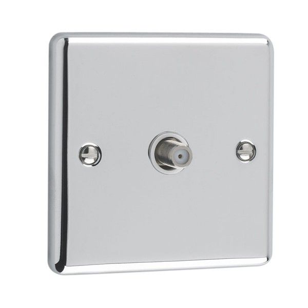 Polished Chrome 1 Gang Satellite Outlet - W59PCW image 0