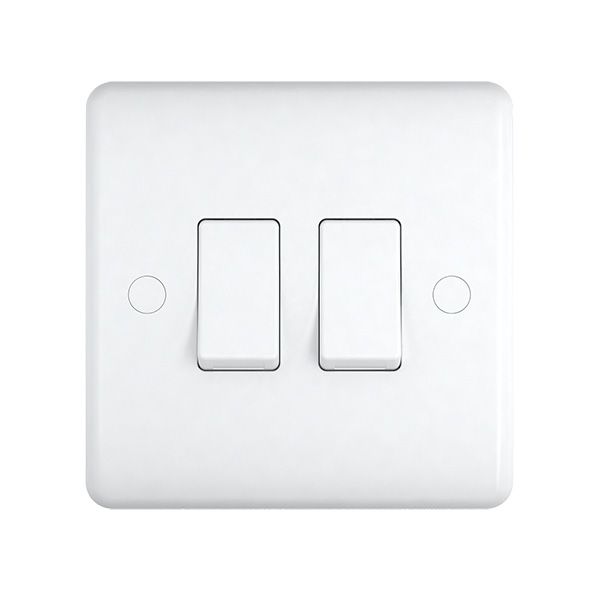 2 Gang Double 10a Light Switch ST02W image 0