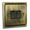 Victorian Antique Brass 2 Gang Double 10a Light Switch - V02AN image 0