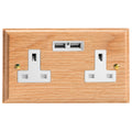 Varilight Kilnwood 2-Gang 13A Unswitched Socket with 2 x 12W Shared USB A Charging Ports - XK5U2OW image 0