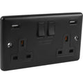 Matt Black USB 2 Gang DP Socket 13a - W66MBB image 0