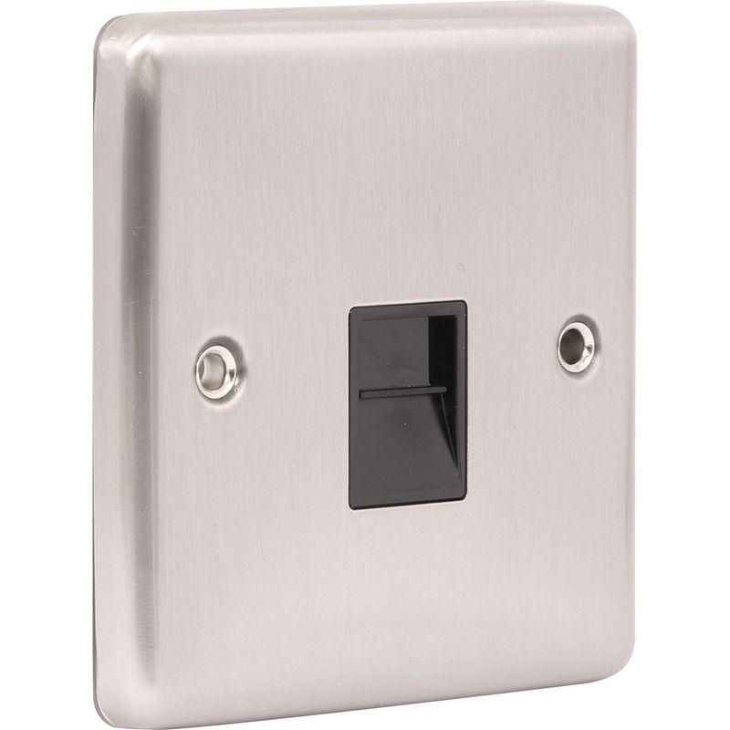 Brushed Steel Telephone BT Master Socket -  W45BSB image 0