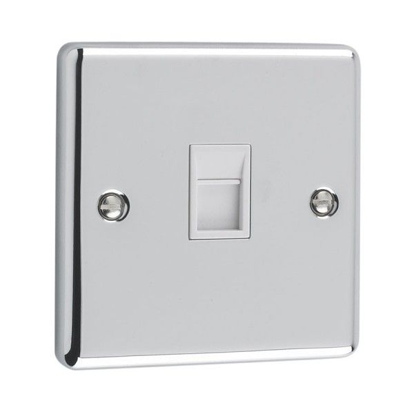 Polished Chrome 1 Gang RJ45 Socket - W62PCW image 0