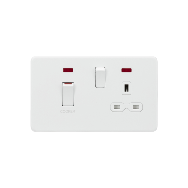 Matt White 45A DP Switch & 13A Socket with Neons - SFR83MNMW image 0