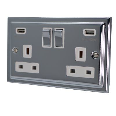 Regency Polished Chrome USB - Twin Ports 3.1a - R65PCW image 0