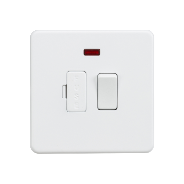Matt White 13A Switched Fused Spur Unit with Neon - SF6300NMW image 0