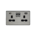 Black Nickel 13A 2G SP Switched Socket with Dual USB A+C (5V DC 4.0A shared) with Black Insert -  SFR9940BN image 0