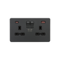 Anthracite 13A 2G DP Switched Socket with Dual USB A+C 20V DC 2.25A (Max. 45W) with Black Insert - SFR9945AT image 0