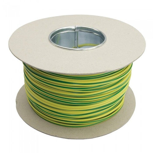 3mm PVC Cable Sleeving - Green / Yellow (Earth) - 100M Drum image 0