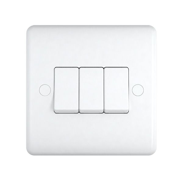 3 Gang Treble 10a Light Switch - ST03W image 0