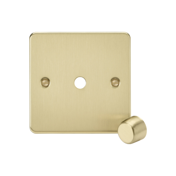Brushed Brass 1G Dimmer Plate with Matching Metal Dimmer Cap - FP1DIMBB image 0