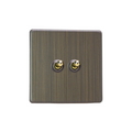 Urban Screwless Antique Brass 2-Gang 10A 1- or 2-Way Toggle Switch XDYT2S.AB image 0
