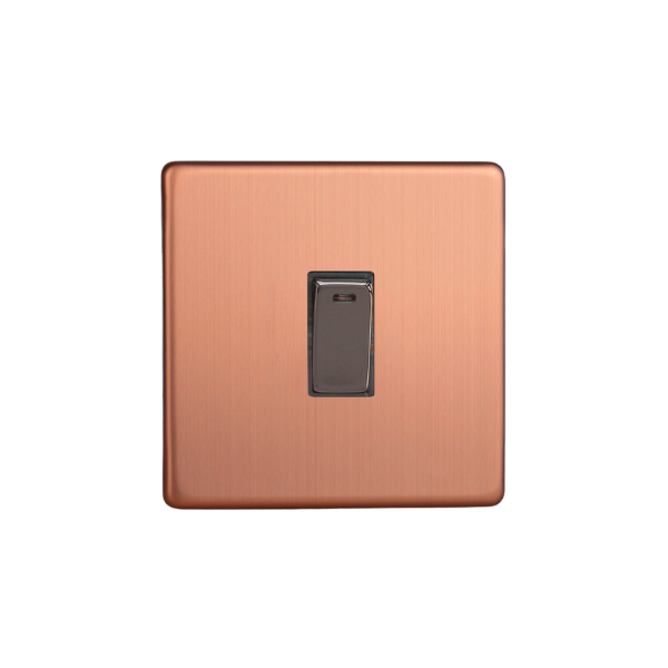 Brushed Copper Urban Screwless 1-Gang 20A Double Pole Rocker Switch + Neon Indicator Light XDY20NS.BC image 0