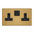 Brushed Brass 2-Gang 13A Double Pole Switched Socket XDE5B.BB image 0