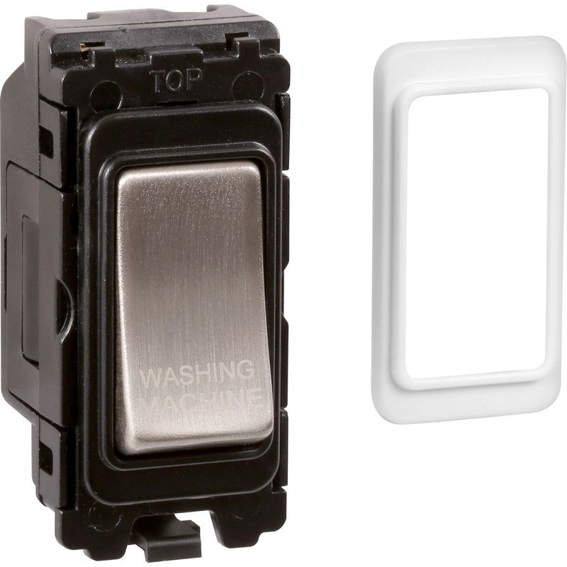 Brushed Chrome 20A DP Engraved Grid Switch - Washing Machine - GSWMBC image 0
