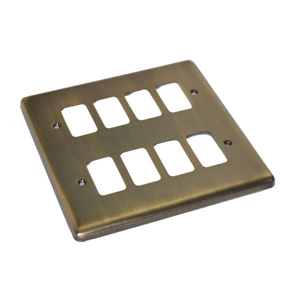 Antique Brass 8 Gang Grid Plate - WGP8GAB image 0