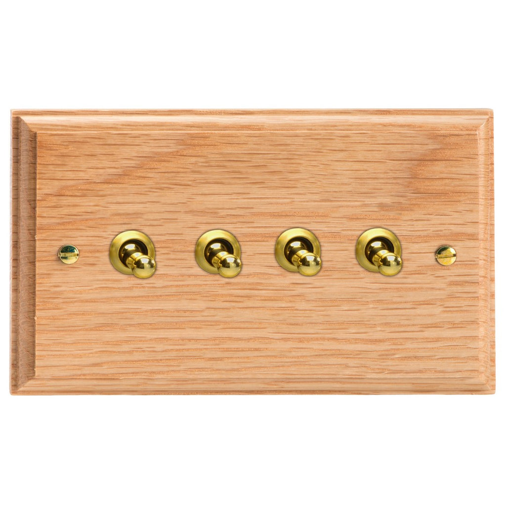 Varilight Kilnwood 4-Gang 10A 1- or 2-Way Toggle Switch (Twin Plate) - XKT9O image 0
