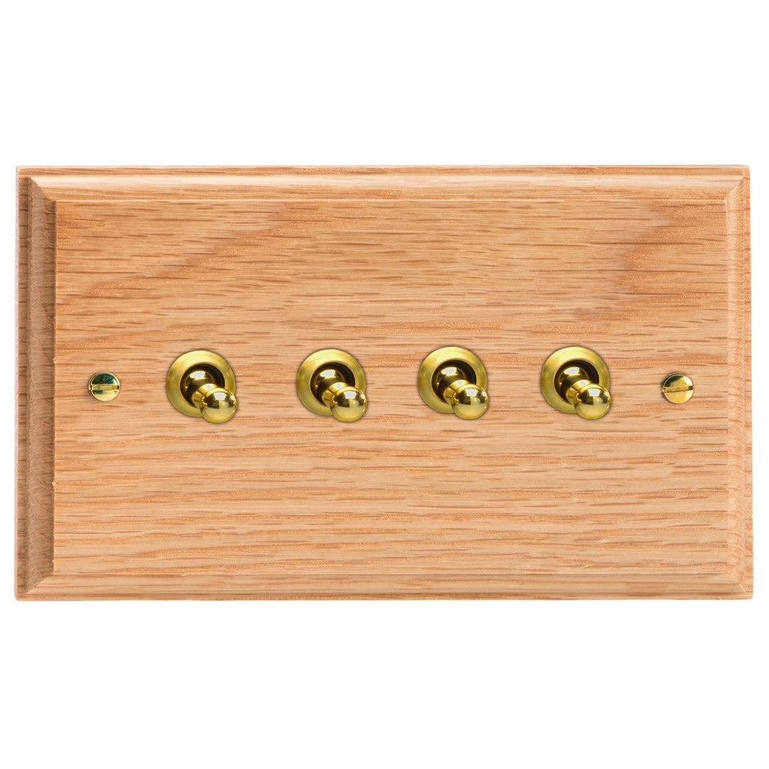 Varilight Kilnwood 4-Gang 10A 1- or 2-Way Toggle Switch (Twin Plate) - XKT9O image 0