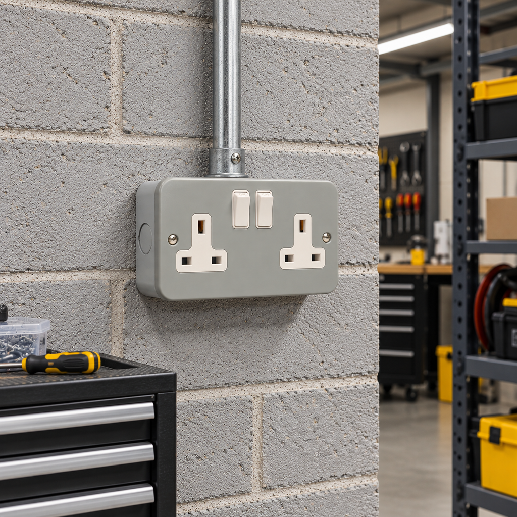 Metal Clad Double Switched Socket 13a DP - MC07