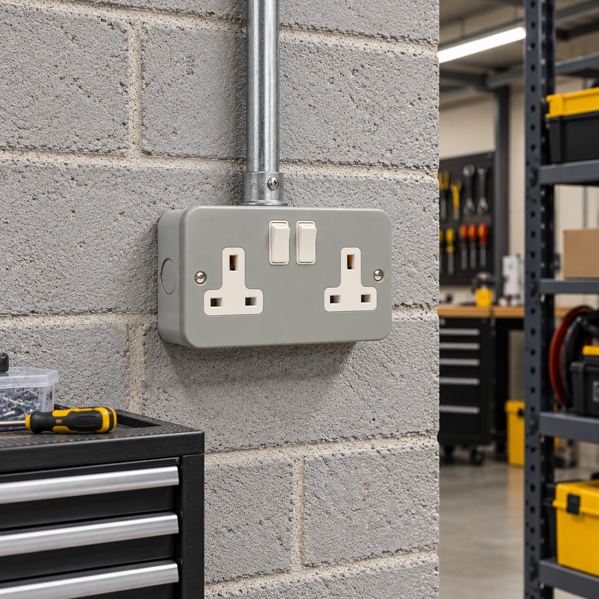 Metal Clad Double Switched Socket 13a DP - MC07