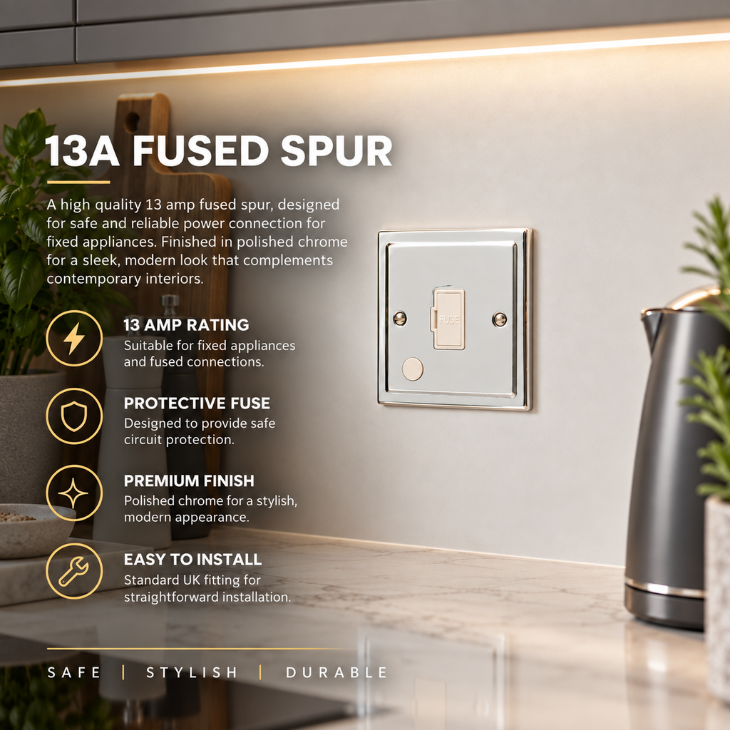 Regency Polished Chrome Un-Switched Fuse Spur R55PCW
