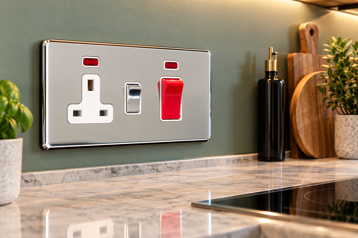 Signature Screwless 45A Cooker Switch with Socket - SG41PCW