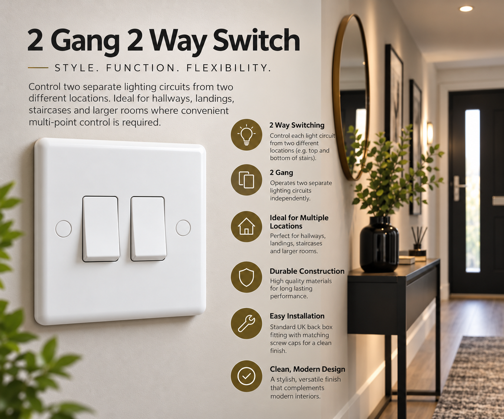 Studio 2 Gang Double 10a Light Switch ST02W