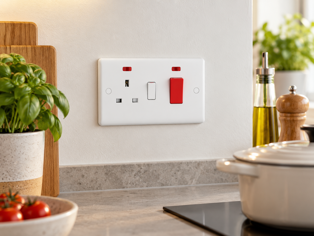 Studio 45A Cooker Switch with Socket ST41W