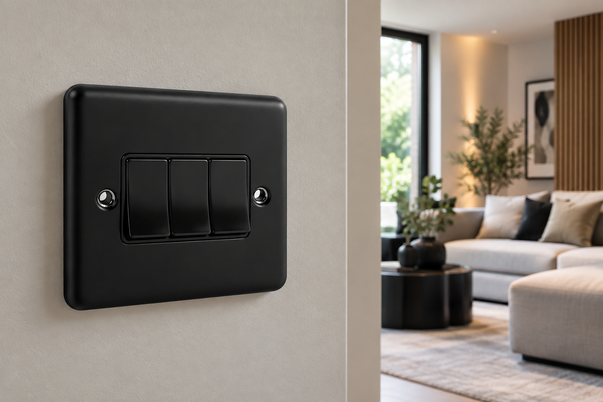 Matt Black 3 Gang 2 way Switch 10a - W03MBB