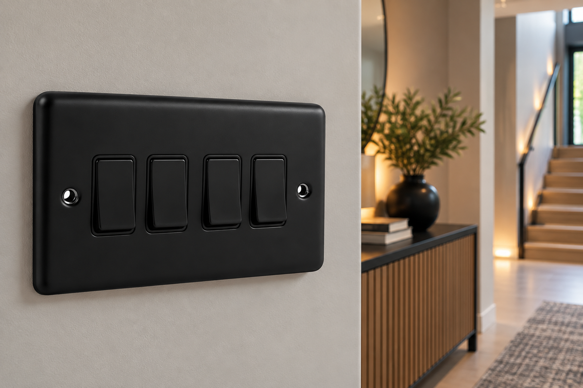 Matt Black 4 Gang 2 Way Switch 10a - W04MBB