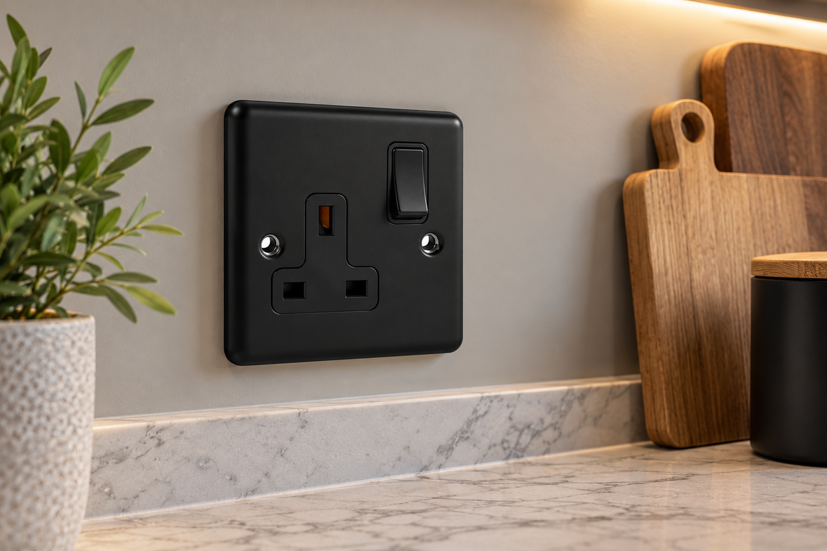 Matt Black 1 Gang DP Socket 13a - W06MBB