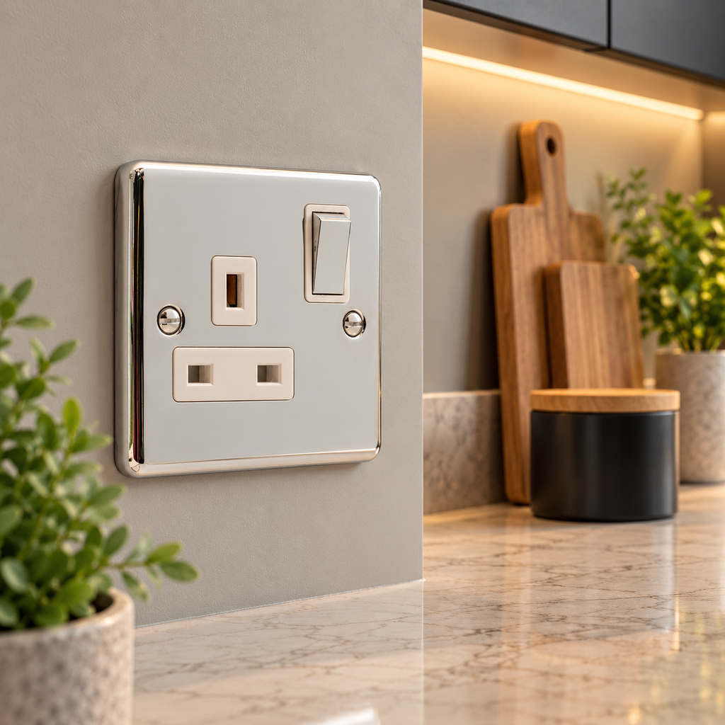 Polished Chrome Single 1 Gang  13a Socket - W06PCW