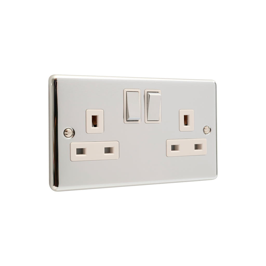 Polished Chrome Double 2 Gang 13a Socket - W07PCW