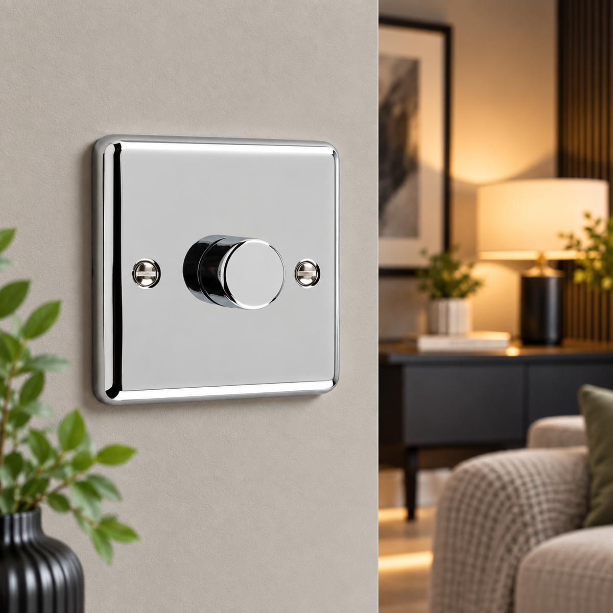 Polished Chrome 1 Gang 400W Dimmer Switch - W22PC