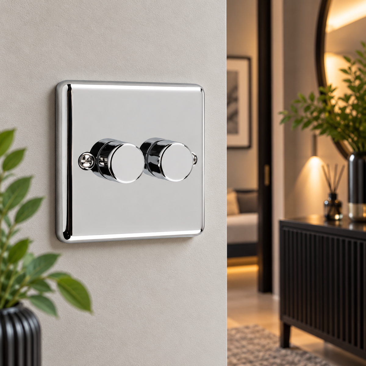 Polished Chrome  2G 150W 2 WAY LED DIMMER - W11PC-IN25