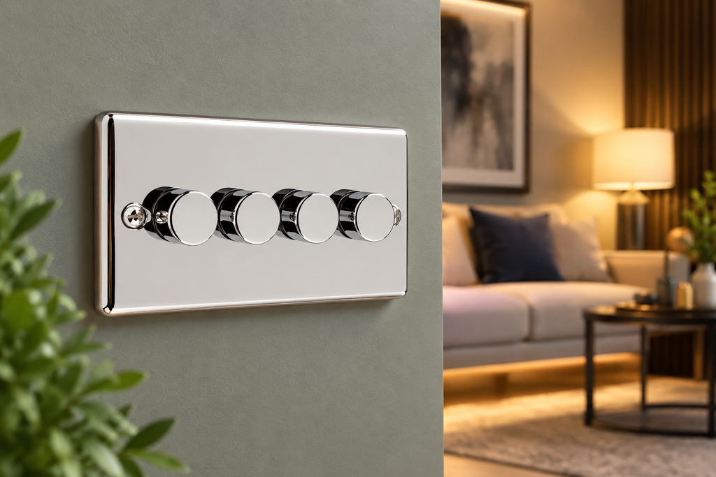 Polished Chrome 4 Gang 250W Dimmer Switch - W13PC