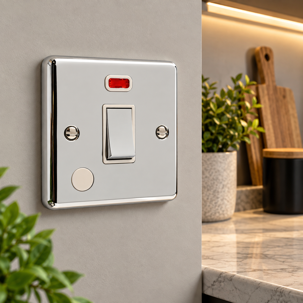 Polished Chrome 20A Double Pole Switch - W37PCW