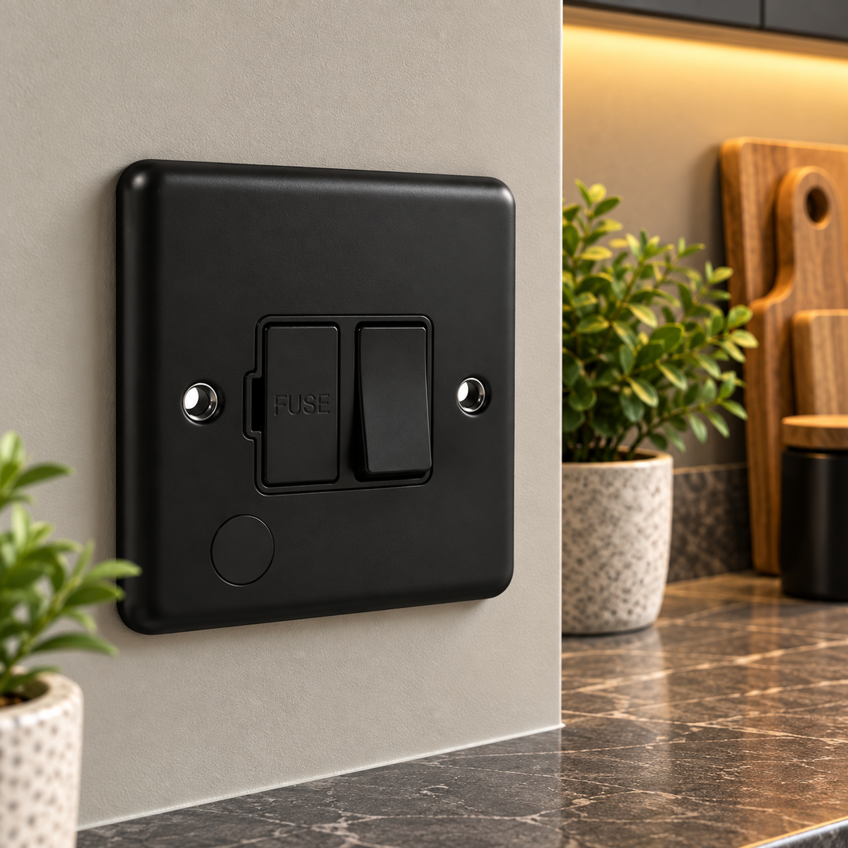 Matt Black 13a Switched Fuse Spur - W38MBB