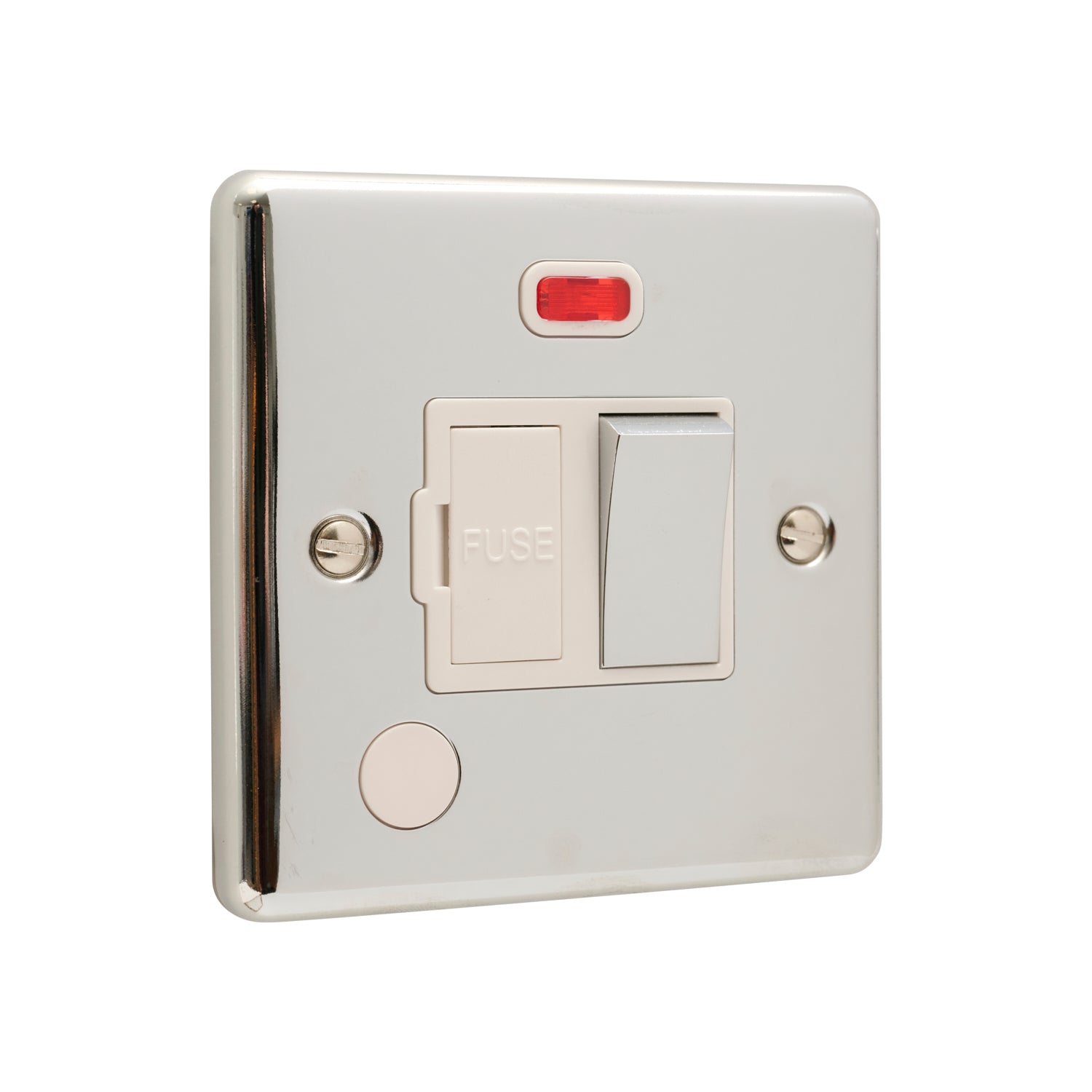 Polished Chrome 13A Switched Fuse Spur with Neon - W39PCW