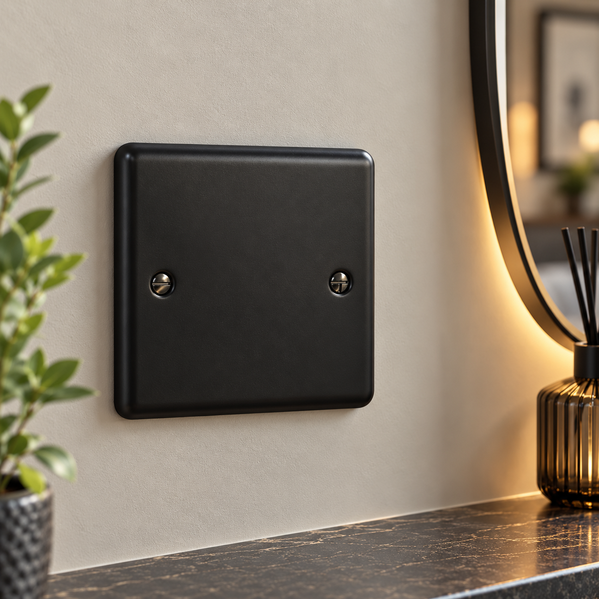 Matt Black 1 Gang Blank Plate - W49MBB